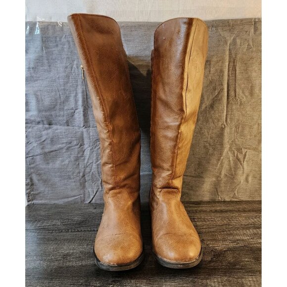 Dexflex Comfort Women's Knee High Riding Boots Faux Leather Brown Size 9W - Picture 1 of 9